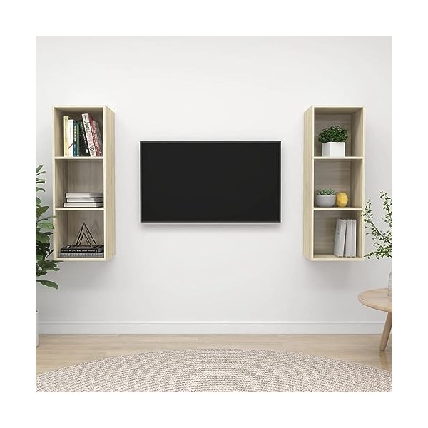 Camerina Meubles TV muraux 2 pcs Chêne Sonoma Aggloméré,Meuble TV,Meuble TV Moderne,Meuble de Salon386