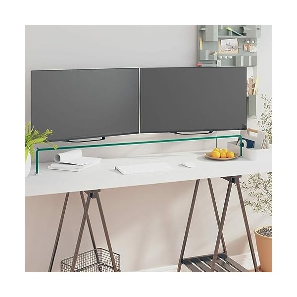 Camerina Meuble TV/de Moniteur 110 x 30 x 13 cm Verre Transparent,Table Television Salon,Meuble Télé Haut,Meuble TV Haut