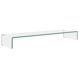 Camerina Meuble TV/de Moniteur 110 x 30 x 13 cm Verre Transparent,Table Television Salon,Meuble Télé Haut,Meuble TV Haut
