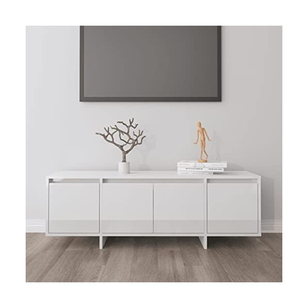 Lechnical Meuble TV, meuble TV, meuble de télévision, meuble TV salon, mobilier moderne, meuble TV blanc brillant 120 x 30 x 