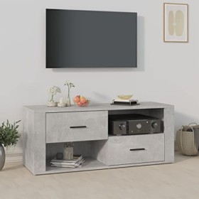 Keyur Meuble TV, Banc TV Buffet Bas Support de Télévision Meuble Télé Meuble TV Gris béton 100x35x40 cm Bois dingénierie
