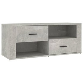 Keyur Meuble TV, Banc TV Buffet Bas Support de Télévision Meuble Télé Meuble TV Gris béton 100x35x40 cm Bois dingénierie