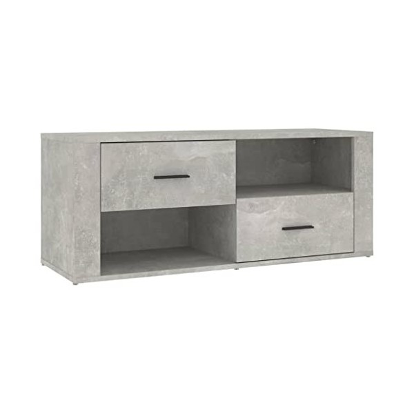 Keyur Meuble TV, Banc TV Buffet Bas Support de Télévision Meuble Télé Meuble TV Gris béton 100x35x40 cm Bois dingénierie