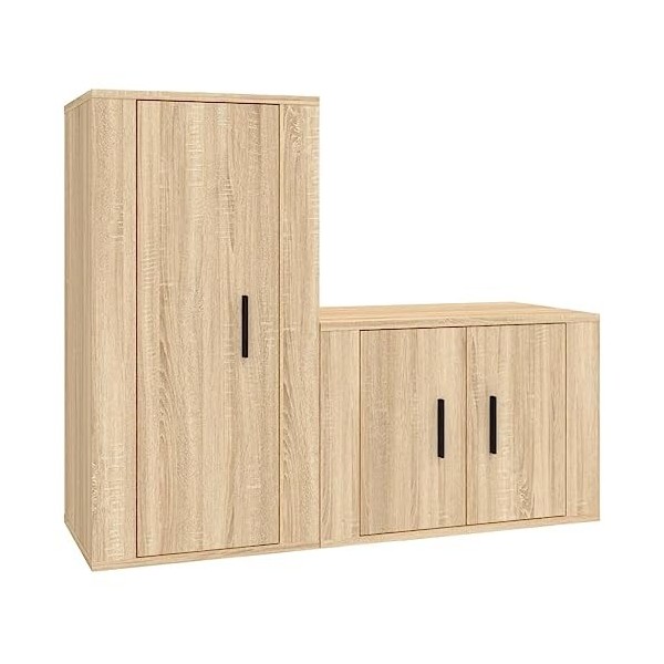 Ensemble de Meubles TV 2 pcs chêne Sonoma Bois dingénierie - Banc TV, Meuble TV Suspendu, Convient pour Salon ou Chambre
