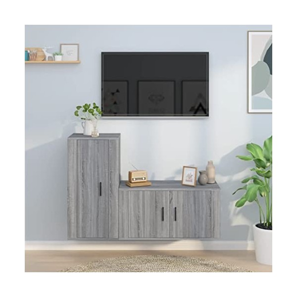 WREWING Meuble TV,Support pour Téléviseur Jusqu’à 50-80 Pouces,Table Télé avec Étagères Réglables,Bas Table TV Support de Tél