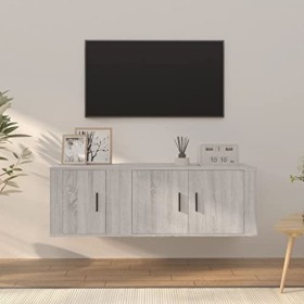 VEEKI Meuble TV, Meuble TV Suspendu, Meuble TV Industriel, Meuble TV Bois, Meuble Chambre, Convient pour Salon ou Chambre, En