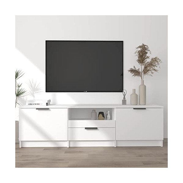 VEEKI Meuble TV, Meuble TV Suspendu, Meuble TV Industriel, Meuble TV Bois, Meuble Chambre, Convient pour Salon ou Chambre, Bl
