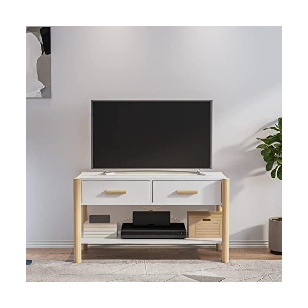 VEEKI Meuble TV, Meuble TV Suspendu, Meuble TV Industriel, Meuble TV Bois, Meuble Chambre, Convient pour Salon ou Chambre, Bl