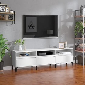 VEEKI Meuble TV, Meuble TV Suspendu, Meuble TV Industriel, Meuble TV Bois, Meuble Chambre, Convient pour Salon ou Chambre, Bl