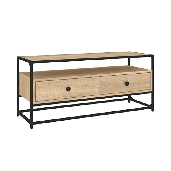 vidaXL Meuble TV chêne fumé 80x35x45 cm Bois dingénierie