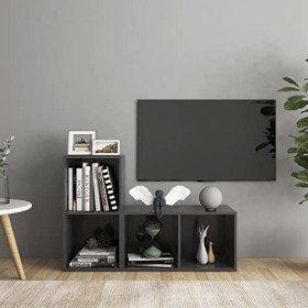 Table Télévision Basse, Simplicité et Élégance Meubles pour TV 2 pièces aggloméré Gris 72 x 35 x 36,5 cm Meuble TV Salon avec