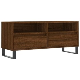 Hovothy Meuble TV Chêne Marron 100x34,5x44,5 cm Bois dingénierie et Fer Meuble de Salon Chambre Matériaux Faciles à Nettoyer