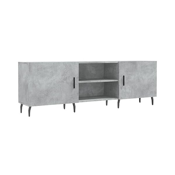 Hovothy Meuble TV Gris Béton 150x30x50 cm Bois dingénierie Meuble de Salon Pieds en Fer Style Calme Décoration Intérieur Uni