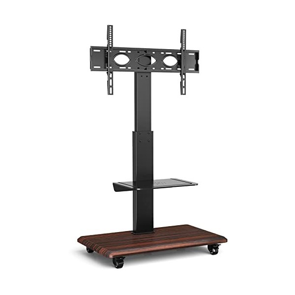 RFIVER Blanc Support TV Pied sur Roulette avec Support Pivotant et Réglable Hauteur pour Télé et Ecran Plasma de 32 à 70 Pouc