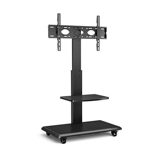 RFIVER Blanc Support TV Pied sur Roulette avec Support Pivotant et Réglable Hauteur pour Télé et Ecran Plasma de 32 à 70 Pouc