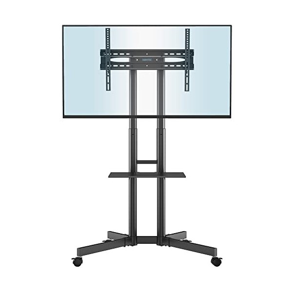 BONTEC Support TV sur Pied Meuble Universel Mobile pour Télévision Plasma/LCD/LED/OLED de 32-85 Pouces, roulettes, Charge Max