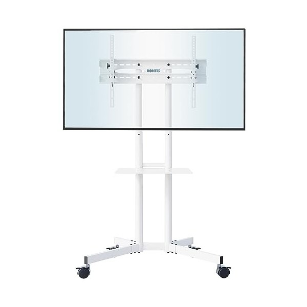 BONTEC Support TV sur Pied Meuble Universel Mobile pour Télévision Plasma/LCD/LED/OLED de 32-85 Pouces, roulettes, Charge Max