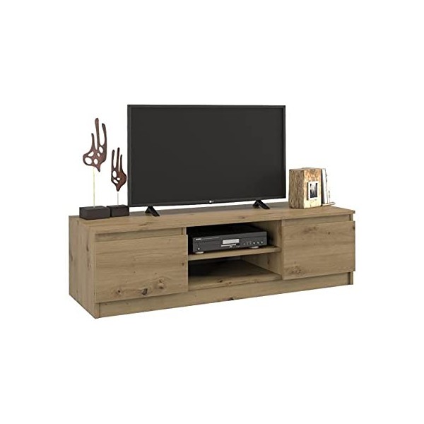 Hucoco Tivoli | Meuble Bas TV Contemporain 40x120x36 Salon/séjour 2 niches 2 Portes | Rangement Moderne matériel télé/Audio/V