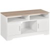 HOMCOM Meuble TV Banc TV en Bois Grand Espace de Rangement avec 2 Compartiments Ouverts 2 Armoires à Porte Une Armoire Ouvert