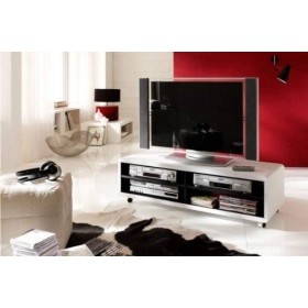 Robas Lund Lowboard Blanc Mat Meuble TV avec roulettes