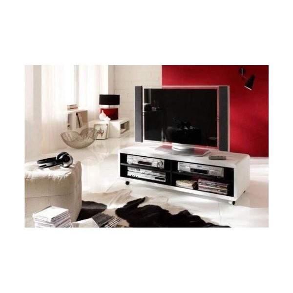 Robas Lund Lowboard Blanc Mat Meuble TV avec roulettes