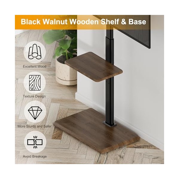 FORGING Mount Support TV sur Pied pour TV de 32-70 Pouces Plasma/LED/LCD/OLED Incurvés & Plats, Support TV Réglable en Hauteu