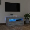 FIRBNUS Meuble TV avec Lumières LED Sonoma Gris 90x35x40 cm Bois dingénierie Armoire Média Salon Amplement d’Espace pour Gar