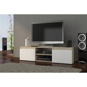 GOREME | Meuble Bas TV Contemporain Salon/séjour 120x40x36 | 2 niches 2 Portes | Rangement Moderne matériel Audio/Video/Gamin