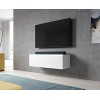Furnix Lowboard Bargo Meuble TV Bas, Blanc, sans éclairage LED, Commode de 100 x 34 x 32 cm l x h x p, 2 Compartiments avec P