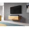 Furnix Lowboard Bargo Meuble TV Bas, Blanc, sans éclairage LED, Commode de 100 x 34 x 32 cm l x h x p, 2 Compartiments avec P