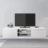 ML-Design Meuble Bas TV, Blanc, 140x36x40 cm, Panneau de Particules MDF Finition Mélaminée, avec 2 Compartiments Fermés et 2 