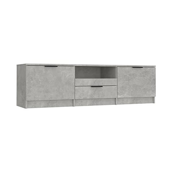 BaraSh Meuble TV Gris béton 140x35x40 cm Bois dingénierie,Meuble TV,Meuble TV Moderne,Meuble De Salon