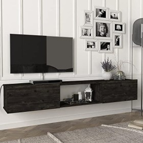 [en.casa] Meuble TV Support Télé avec Compartiments Fermés et Ouverts Banc Télévision avec Espace de Rangement Stockage pour 