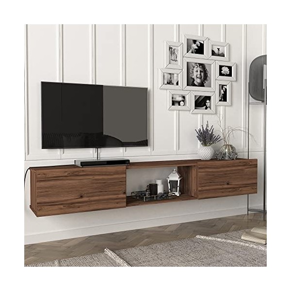 [en.casa] Meuble TV Support Télé avec Compartiments Fermés et Ouverts Banc Télévision avec Espace de Rangement Stockage pour 