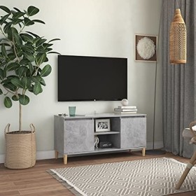 Meuble TV avec 2 Portes | Style Contemporain | Rangement matériel télé Audio Video Gaming | 103,5x35x50cm Gris béton