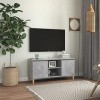 Meuble TV avec 2 Portes | Style Contemporain | Rangement matériel télé Audio Video Gaming | 103,5x35x50cm Gris béton