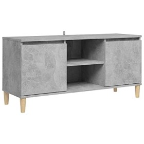Meuble TV avec 2 Portes | Style Contemporain | Rangement matériel télé Audio Video Gaming | 103,5x35x50cm Gris béton