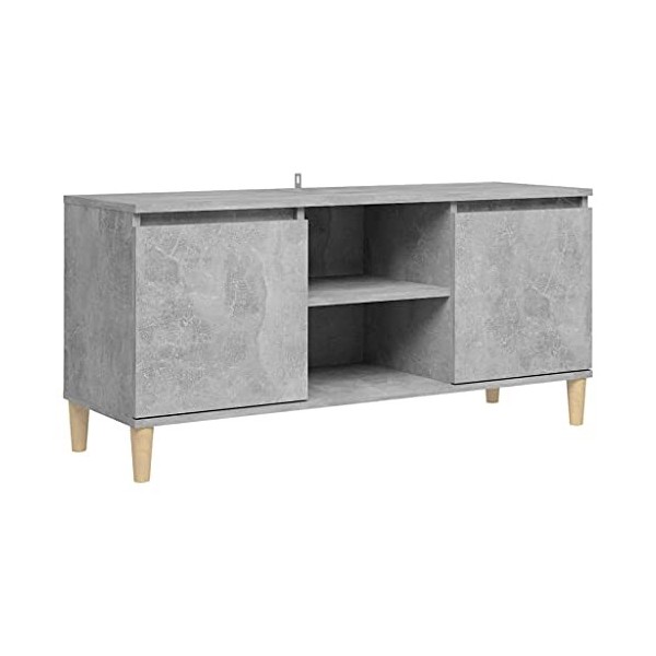 Meuble TV avec 2 Portes | Style Contemporain | Rangement matériel télé Audio Video Gaming | 103,5x35x50cm Gris béton