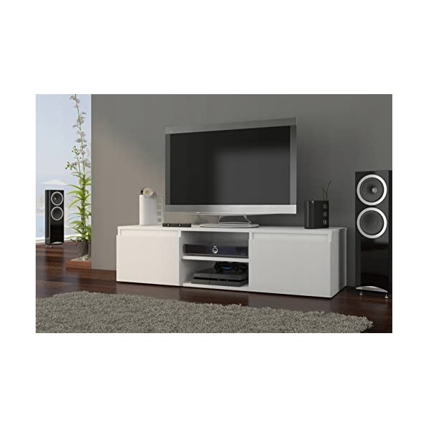 GOREME | Meuble Bas TV Contemporain Salon/séjour 120x40x36 | 2 niches 2 Portes | Rangement Moderne matériel Audio/Video/Gamin