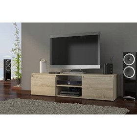 GOREME | Meuble Bas TV Contemporain Salon/séjour 120x40x36 | 2 niches 2 Portes | Rangement Moderne matériel Audio/Video/Gamin