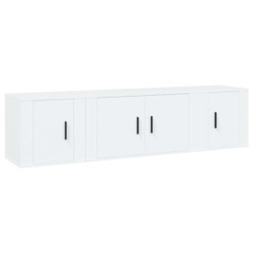 Ensemble de Meubles TV 3 pcs Blanc Bois dingénierie - Meuble TV, Armoire Basse Centre, Support Télé pour Salon Chambre,