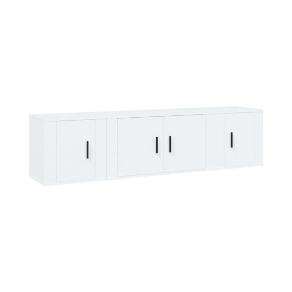 Ensemble de Meubles TV 3 pcs Blanc Bois dingénierie - Meuble TV, Armoire Basse Centre, Support Télé pour Salon Chambre,