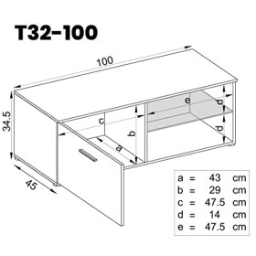 ExtremeFurniture T32-100 Meuble TV, Carcasse en Wotan Mat/Façade en Blanc Brillant + LED Multicolores avec télécommande