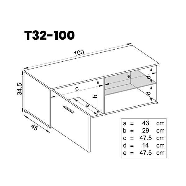 ExtremeFurniture T32-100 Meuble TV, Carcasse en Wotan Mat/Façade en Blanc Brillant + LED Multicolores avec télécommande