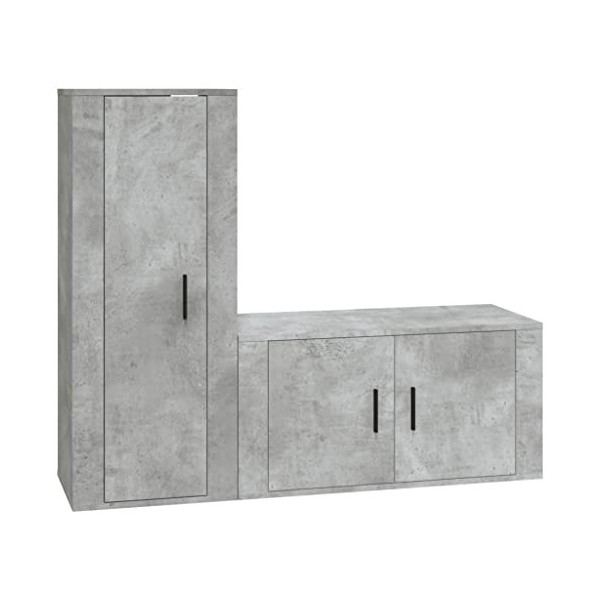 Ensemble de Meubles TV 2 pcs Gris béton Bois dingénierie - Meuble TV, Armoire Basse Centre, Support Télé pour Salon Chambre,