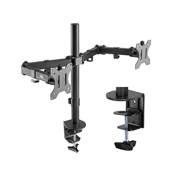 Maclean MC-884 Support décran Double Support de Table 17-32" Pouces pivotant inclinable réglable en Hauteur Bras Double VESA