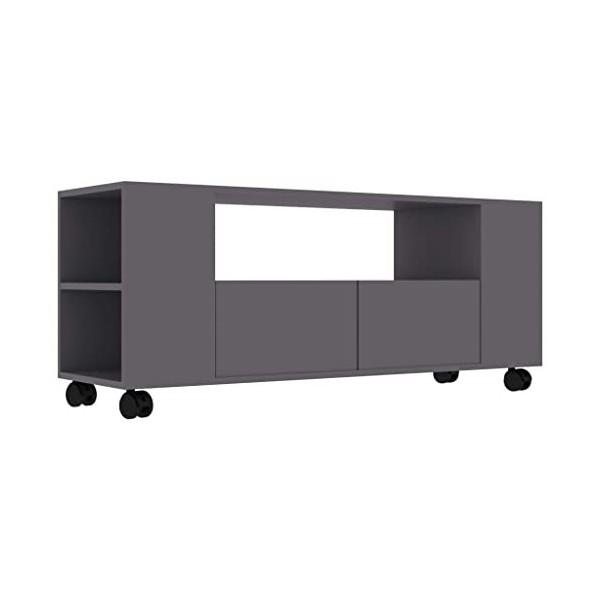 Meuble TV Gris 120x35x48 cm Bois dingénierie - Meuble TV, Armoire Basse Centre, Support Télé pour Salon Chambre,