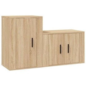 Ensemble de Meubles TV 2 pcs chêne Sonoma Bois dingénierie - Meuble TV de Salon Banc Télé Industriel, Support Rangement Cons