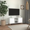 Meuble TV avec 2 Portes Contemporain | Rangement matériel télé Audio Video Gaming | 103,5x35x50cm Blanc