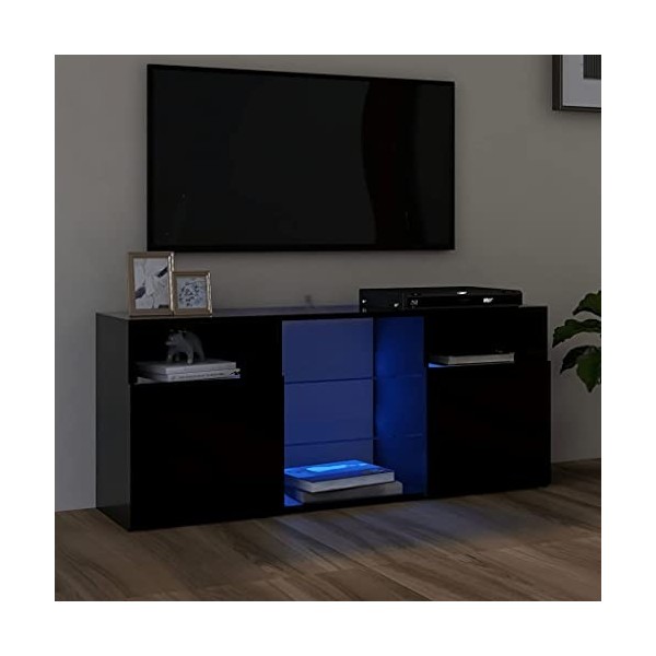 FAMIROSA Meuble TV LED, Meuble TV avec lumières LED Noir 120x30x50 cm